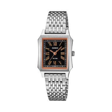 Casio Ladies' Analog Square Dial Stainless Steel Band Watch LTPB190D-1B LTP-B190D-1B