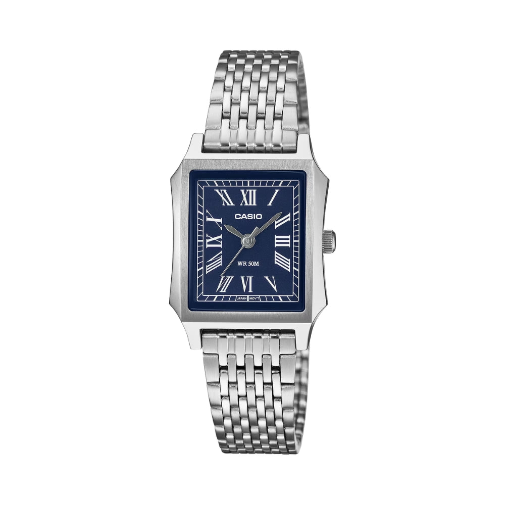 Casio Ladies' Analog Square Dial Stainless Steel Band Watch LTPB190D-2B LTP-B190D-2B