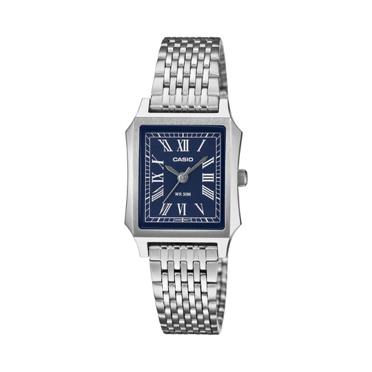 Casio Ladies' Analog Square Dial Stainless Steel Band Watch LTPB190D-2B LTP-B190D-2B