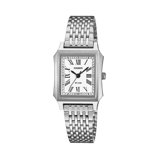 Casio Ladies' Analog Square Dial Stainless Steel Band Watch LTPB190D-7B LTP-B190D-7B