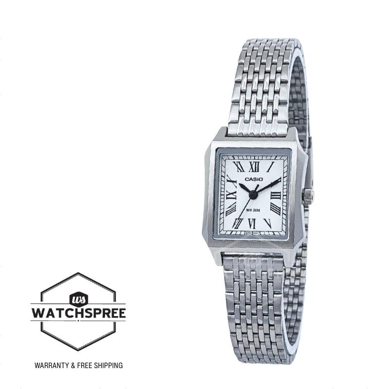 Casio Ladies' Analog Square Dial Stainless Steel Band Watch LTPB190D-7B LTP-B190D-7B