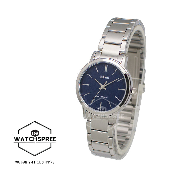 Casio Ladies' Standard Analog Silver Stainless Steel Band Watch LTPE145D-2A LTP-E145D-2A