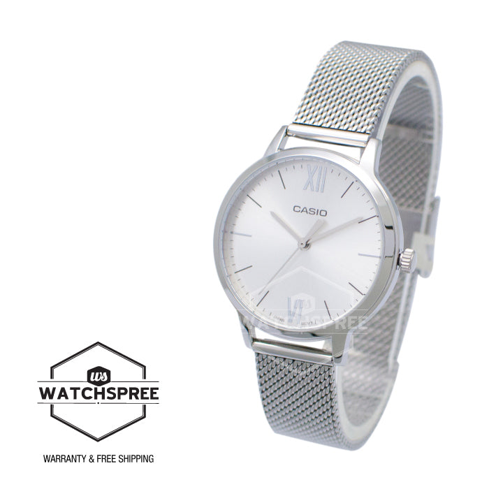 Casio Ladies' Analog Silver Stainless Steel Mesh Band Watch LTPE157M-7A LTP-E157M-7A