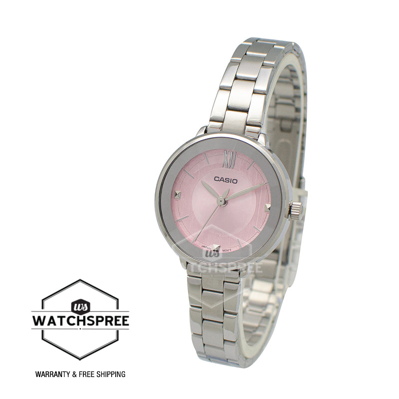 Casio Ladies' Analog Silver Stainless Steel Band Watch LTPE163D-4A LTP-E163D-4A