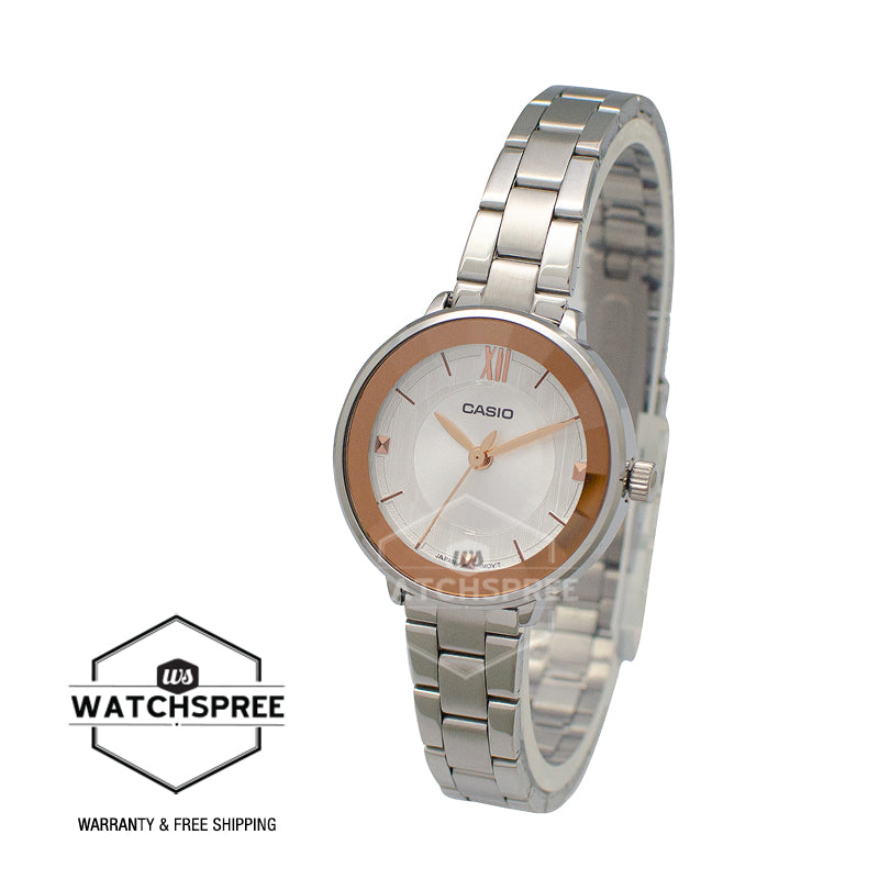 Casio Ladies' Analog Silver Stainless Steel Band Watch LTPE163D-7A2 LTP-E163D-7A2