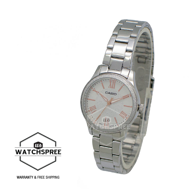 Casio Ladies' Analog Silver Stainless Steel Band Watch LTPE164D-7A LTP-E164D-7A