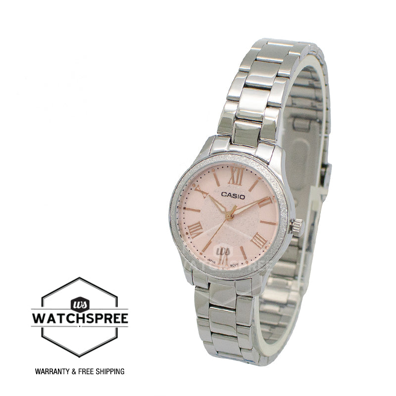 Casio Ladies' Analog Silver Stainless Steel Band Watch LTPE164D-9A LTP-E164D-9A