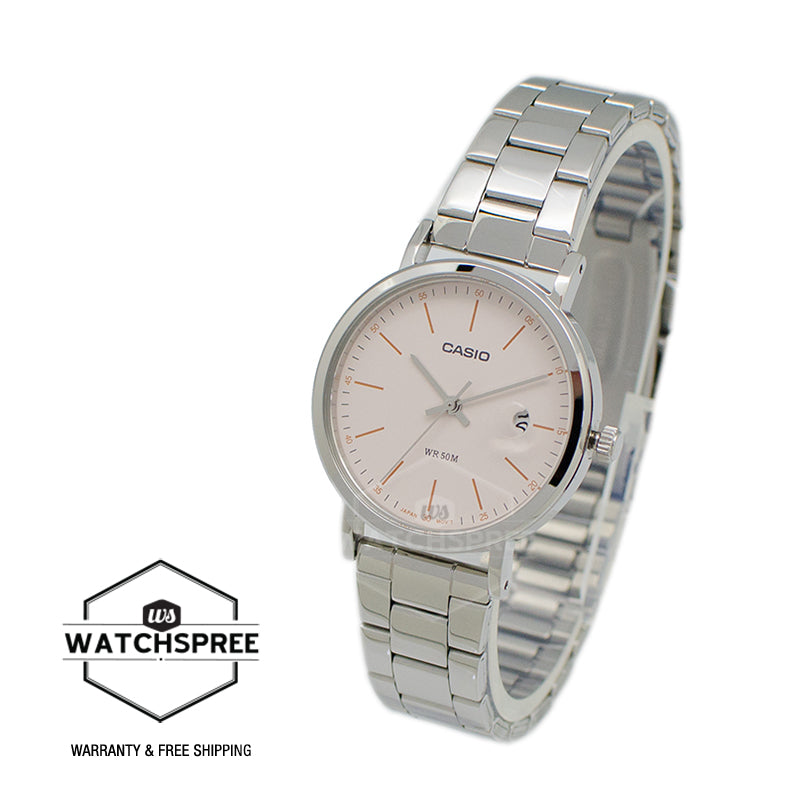 Casio Ladies' Analog Silver Stainless Steel Band Watch LTPE175D-4E LTP-E175D-4E