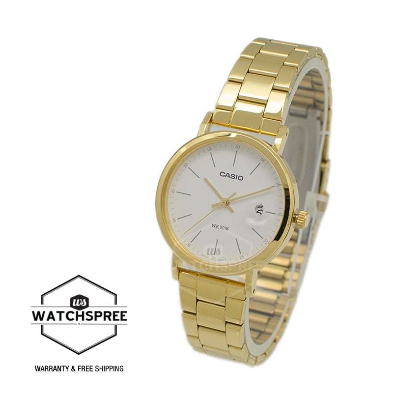 Casio Ladies' Analog Gold Ion Plated Stainless Steel Band Watch LTPE175G-7E LTP-E175G-7E