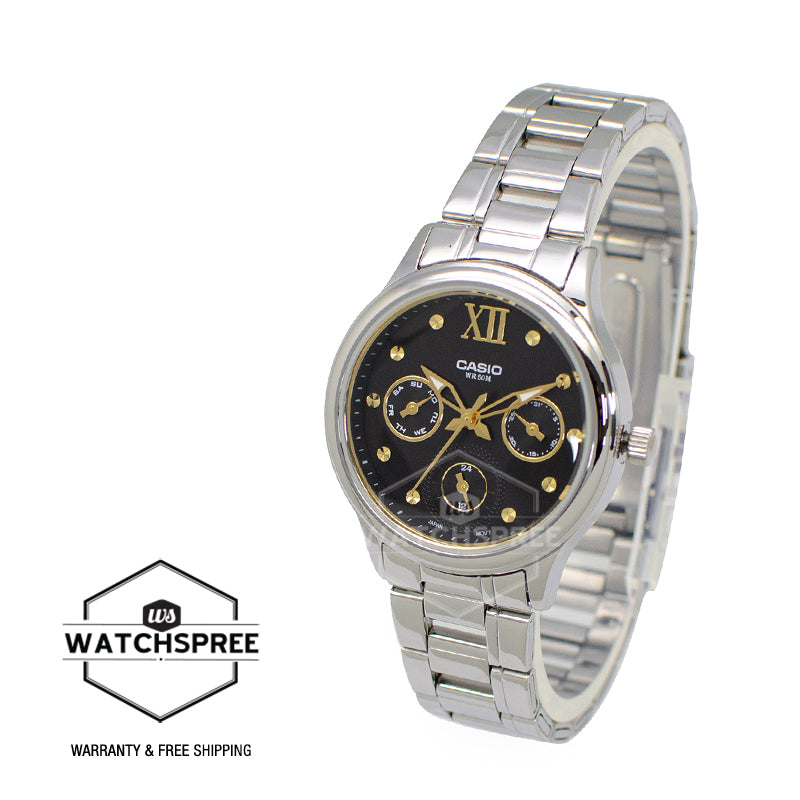Casio Ladies' Multi-Hands Silver Stainless Steel Band Watch LTPE306D-1A LTP-E306D-1A