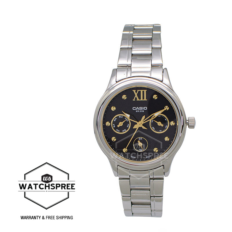 Casio Ladies' Multi-Hands Silver Stainless Steel Band Watch LTPE306D-1A LTP-E306D-1A
