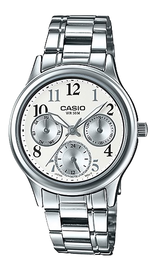 Casio Standard Analog Ladies Stainless Steel Band Watch LTPE306D-7B
