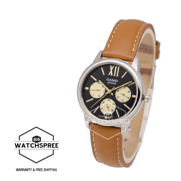 Casio Standard Analog Ladies' Brown Leather Strap Watch LTPE312L-5B