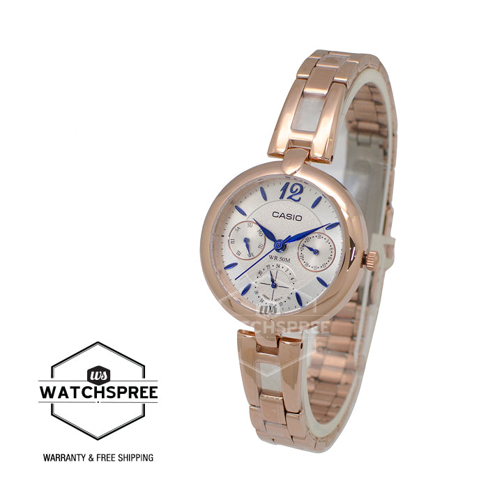 Casio Ladies' Standard Analog Pink Gold Ion Plated Band Watch LTPE401PG-7A LTP-E401PG-7A