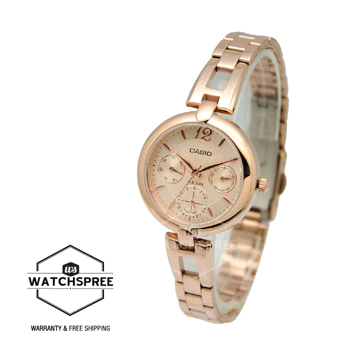 Casio Ladies' Standard Analog Pink Gold Ion Plated Band Watch LTPE401PG-9A