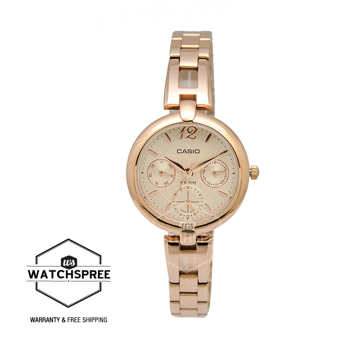 Casio Ladies' Standard Analog Pink Gold Ion Plated Band Watch LTPE401PG-9A
