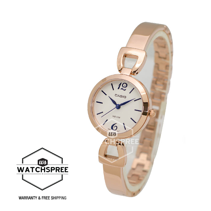 Casio Ladies' Standard Analog Pink Gold Ion Plated Band Watch LTPE402PG-7A LTP-E402PG-7A