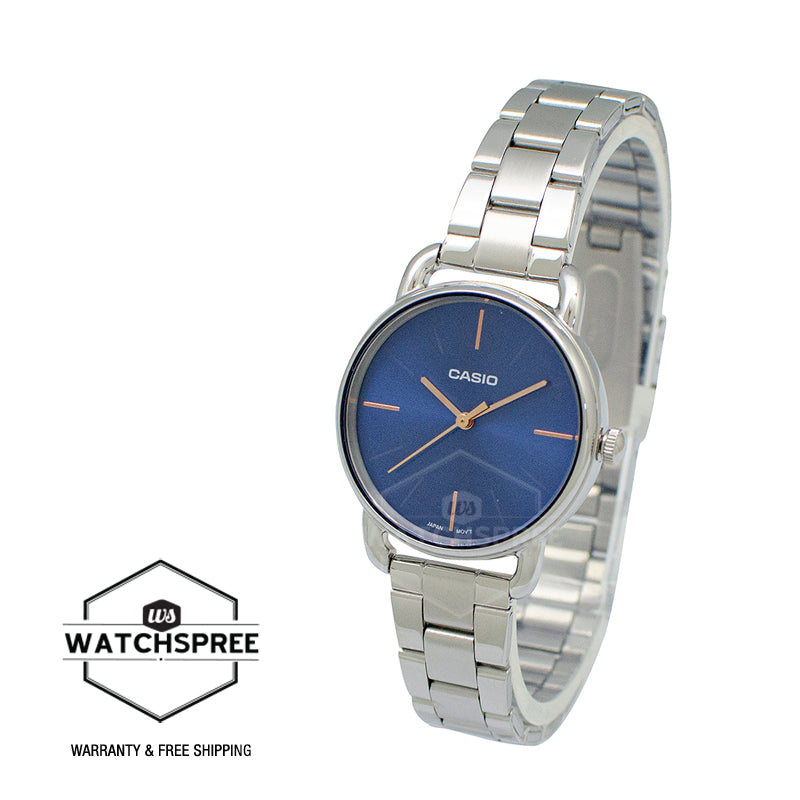 Casio Ladies' Analog Stainless Steel Band Watch LTPE412D-2A LTP-E412D-2A