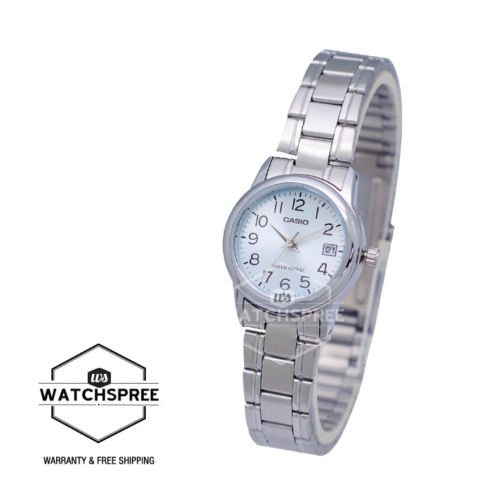 Casio Ladies' Standard Analog Silver Stainless Steel Band Watch LTPV002D-2B LTP-V002D-2B