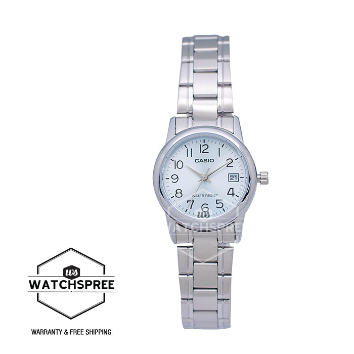 Casio Ladies' Standard Analog Silver Stainless Steel Band Watch LTPV002D-2B LTP-V002D-2B