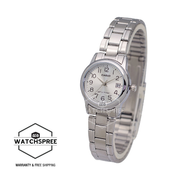 Casio Ladies' Standard Analog Silver Stainless Steel Band Watch LTPV002D-7B LTP-V002D-7B