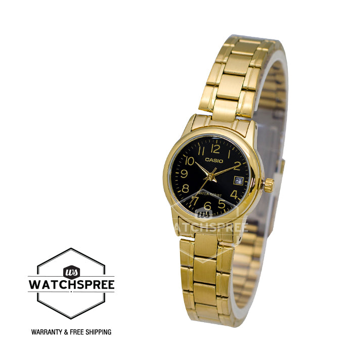 Casio Ladies' Standard Analog Gold Tone Stainless Steel Band Watch LTPV002G-1B LTP-V002G-1B
