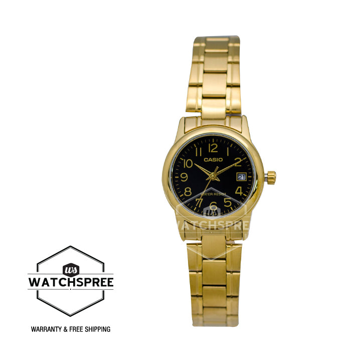 Casio Ladies' Standard Analog Gold Tone Stainless Steel Band Watch LTPV002G-1B LTP-V002G-1B