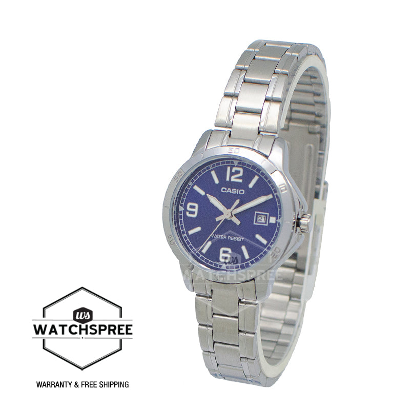 Casio Ladies' Standard Analog Silver Stainless Steel Band Watch LTPV004D-2B LTP-V004D-2B