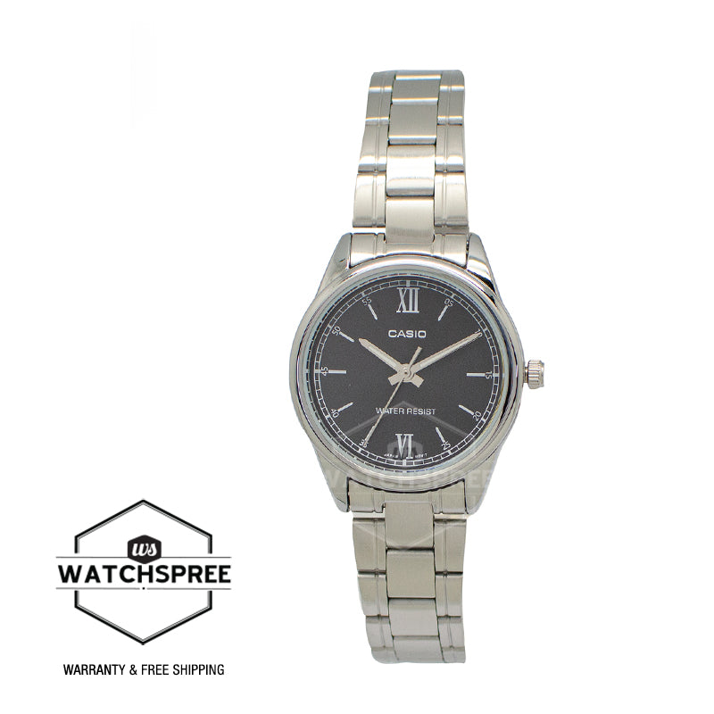 Casio Ladies' Analog Silver Stainless Steel Band Watch LTPV005D-1B2 LTP-V005D-1B2