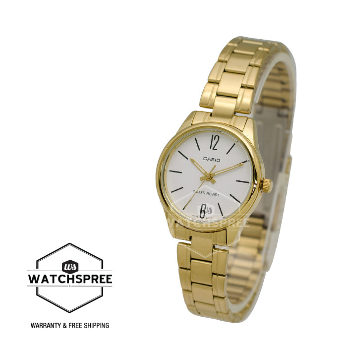 Casio Ladies's Standard Analog Gold Ion Plated Stainless Steel Band Watch LTPV005G-7B LTP-V005G-7B