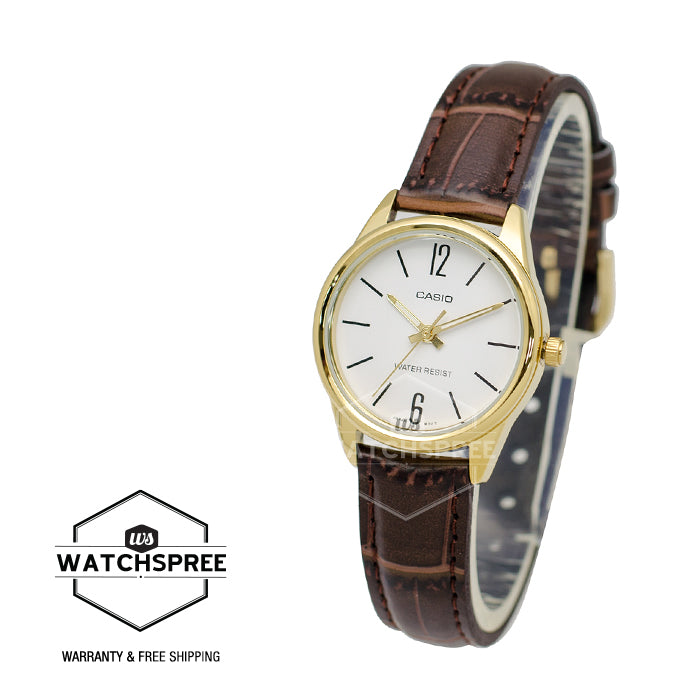 Casio Ladies' Standard Analog Dark Brown Leather Strap Band Watch LTPV005GL-7B LTP-V005GL-7B