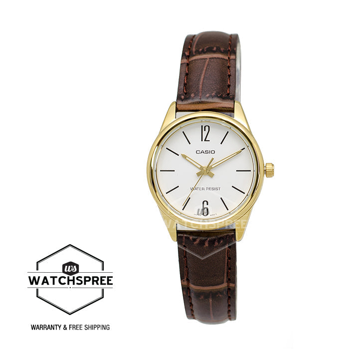 Casio Ladies' Standard Analog Dark Brown Leather Strap Band Watch LTPV005GL-7B LTP-V005GL-7B