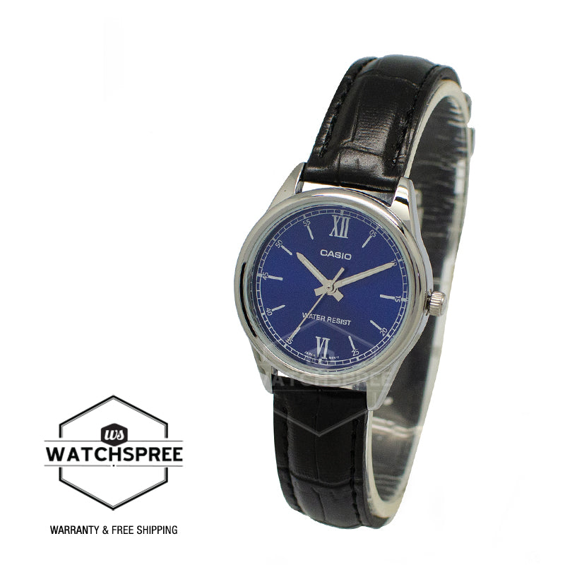 Casio Ladies' Standard Analog Black Leather Band Watch LTPV005L-2B LTP-V005L-2B