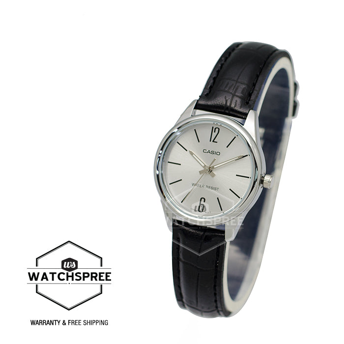 Casio Ladies' Standard Analog Black Leather Strap Watch LTPV005L-7B LTP-V005L-7B