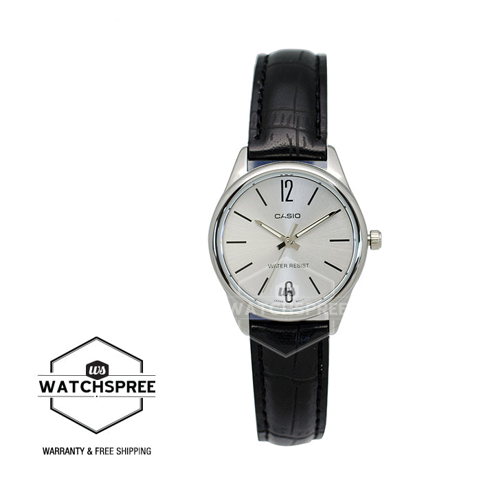 Casio Ladies' Standard Analog Black Leather Strap Watch LTPV005L-7B LTP-V005L-7B