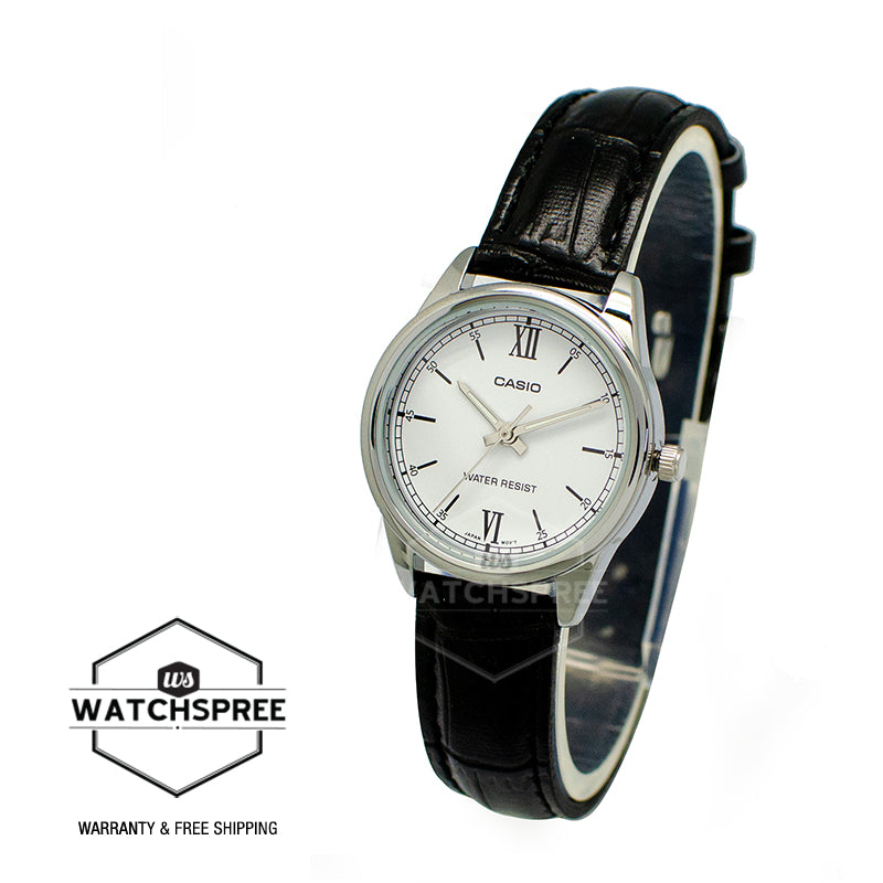 Casio Ladies' Standard Analog Black Leather Band Watch LTPV005L-7B2 LTP-V005L-7B2