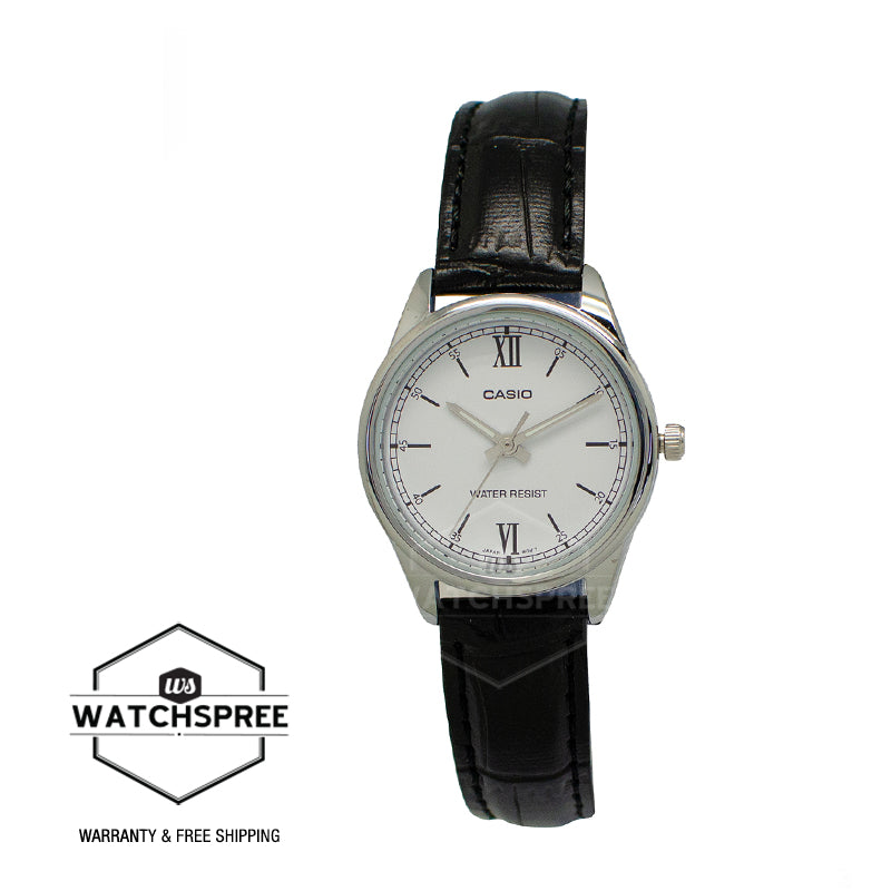Casio Ladies' Standard Analog Black Leather Band Watch LTPV005L-7B2 LTP-V005L-7B2