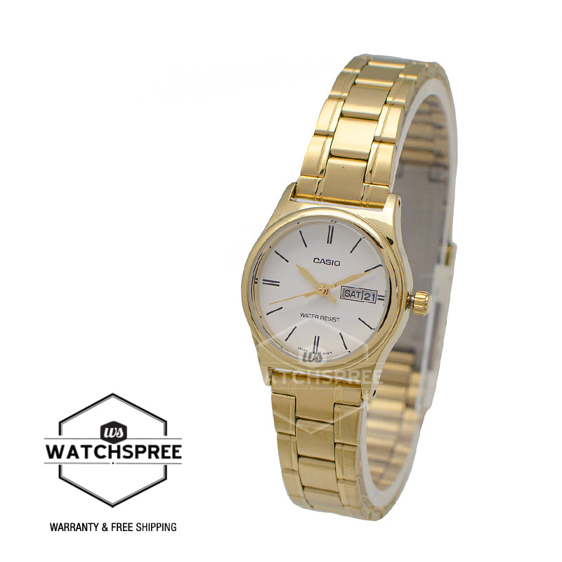 Casio Ladies' Standard Analog Gold Ion Plated Stainless Steel Band Watch LTPV006G-7B LTP-V006G-7B