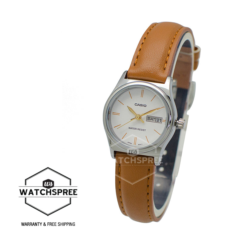 Casio Ladies' Standard Analog Brown Leather Strap Watch LTPV006L-7B2 LTP-V006L-7B2