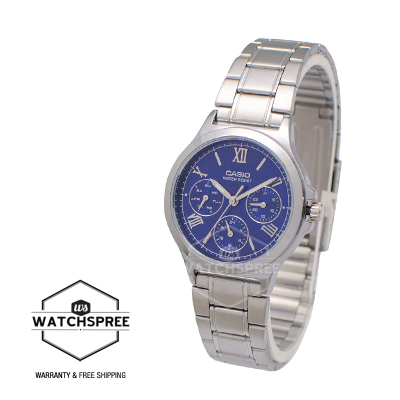 Casio Ladies' Multi-Hands Silver Stainless Steel Band Watch LTPV300D-2A2 LTP-V300D-2A2