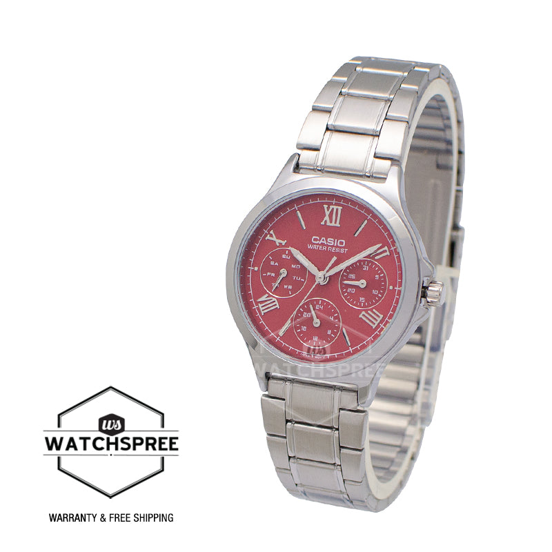 Casio Ladies' Multi-Hands Silver Stainless Steel Band Watch LTPV300D-4A2 LTP-V300D-4A2