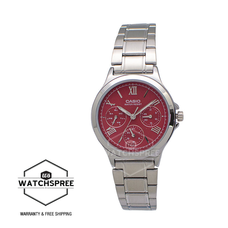 Casio Ladies' Multi-Hands Silver Stainless Steel Band Watch LTPV300D-4A2 LTP-V300D-4A2
