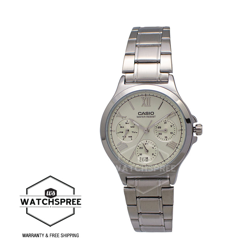 Casio Ladies' Multi-Hands Silver Stainless Steel Band Watch LTPV300D-9A1 LTP-V300D-9A1
