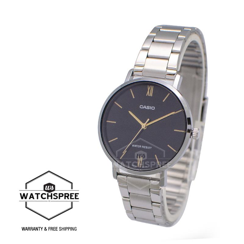 Casio Ladies' Analog Silver Stainless Steel Band Watch LTPVT01D-1B LTP-VT01D-1B