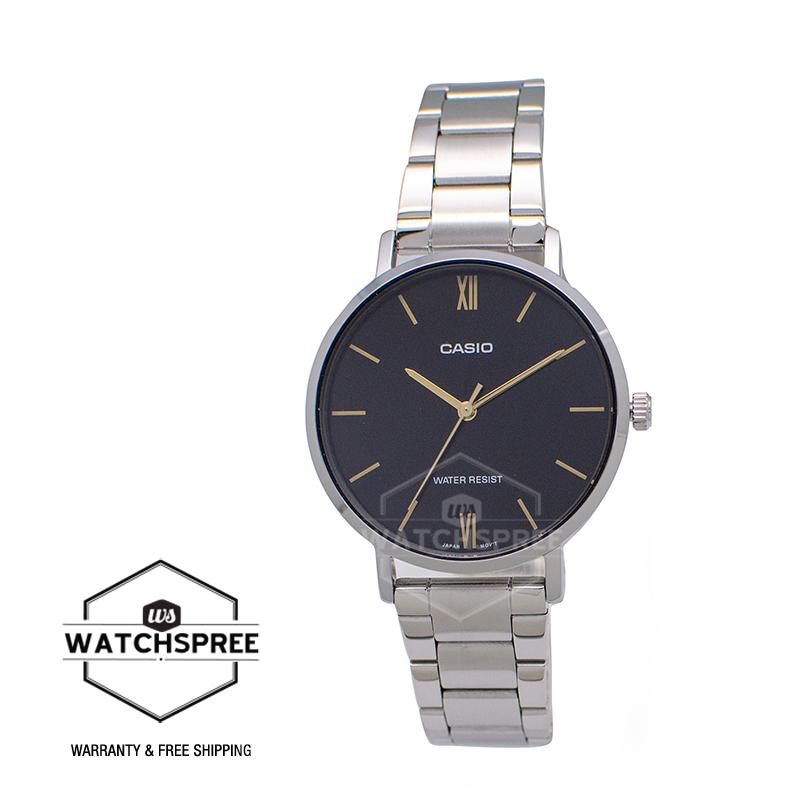 Casio Ladies' Analog Silver Stainless Steel Band Watch LTPVT01D-1B LTP-VT01D-1B