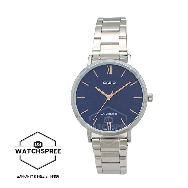 Casio Ladies' Analog Silver Stainless Steel Band Watch LTPVT01D-2B LTP-VT01D-2B