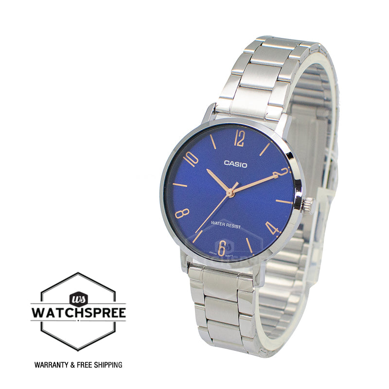 Casio Ladies' Analog Stainless Steel Band Watch LTPVT01D-2B2 LTP-VT01D-2B2