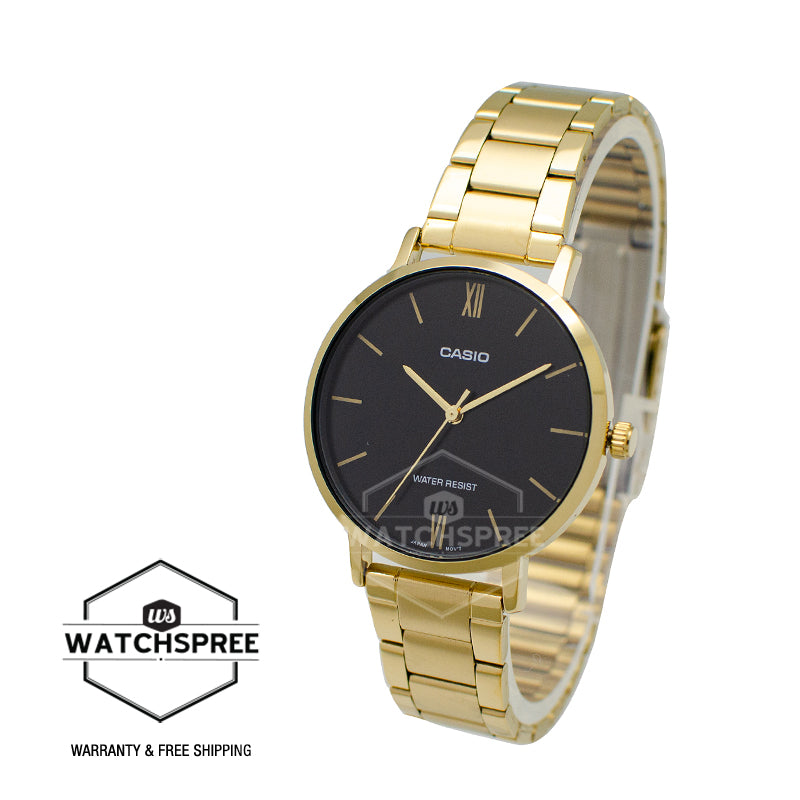 Casio Ladies' Analog Gold Stainless Steel Band Watch LTPVT01G-1B LTP-VT01G-1B