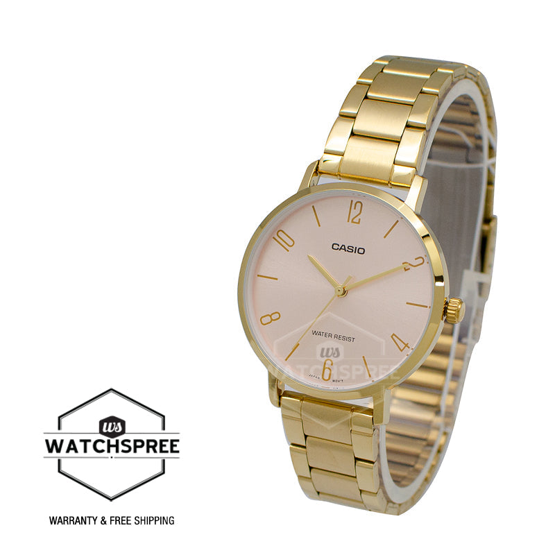 Casio Ladies' Analog Gold Ion Plated Stainless Steel Band Watch LTPVT01G-4B LTP-VT01G-4B