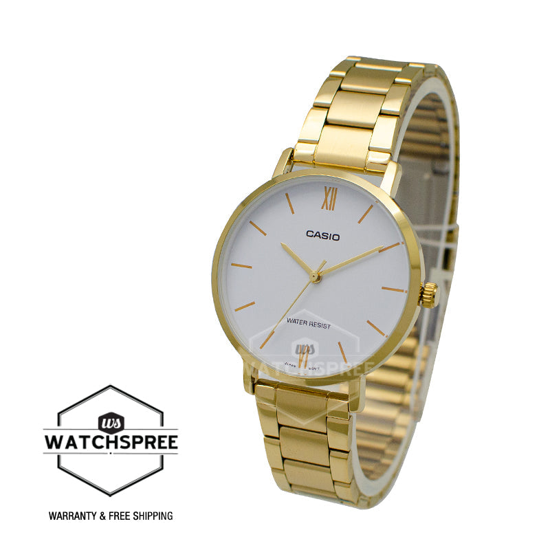 Casio Ladies' Analog Gold Stainless Steel Band Watch LTPVT01G-7B LTP-VT01G-7B